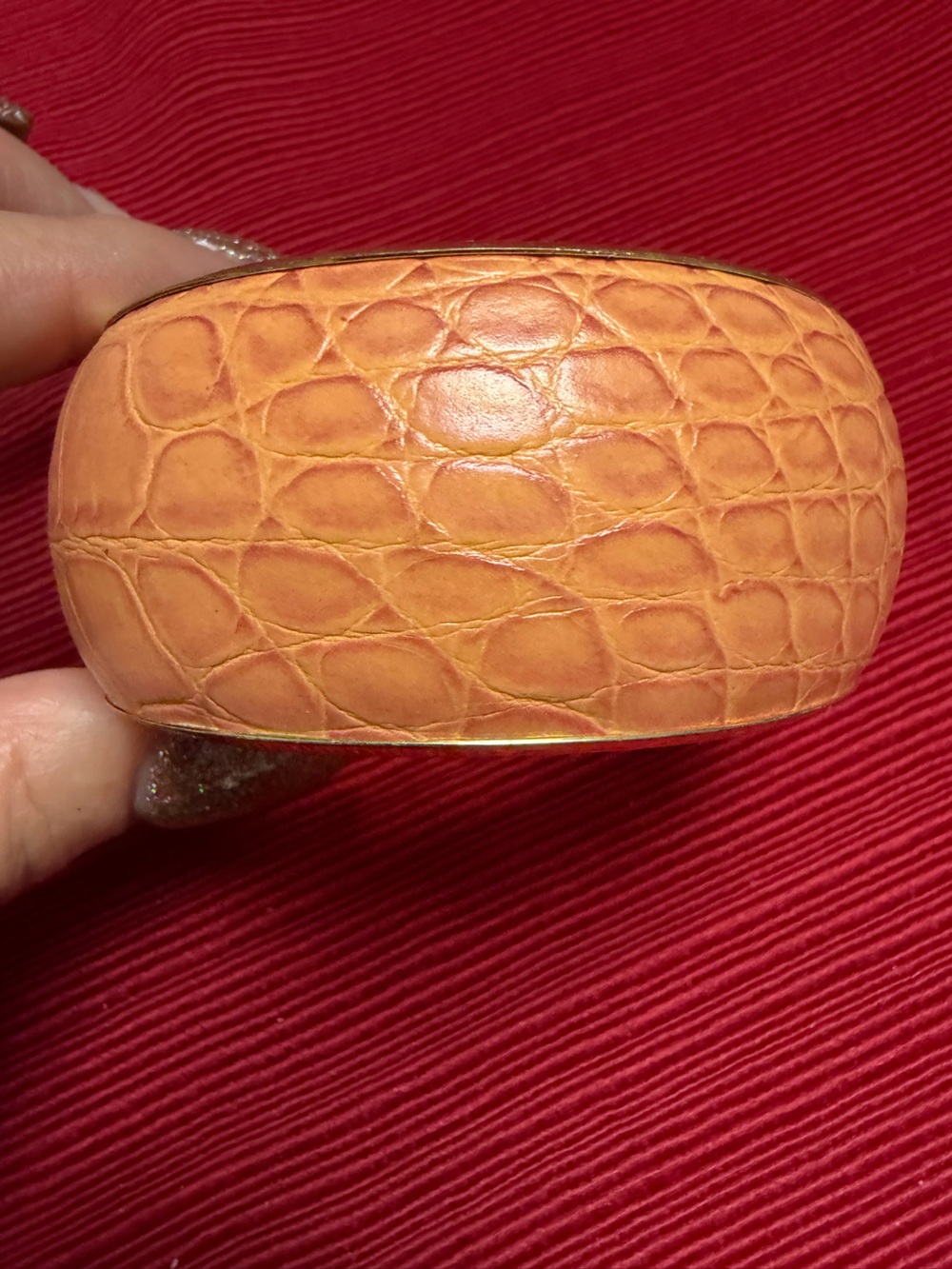 Park Lane Tangerine Faux Leather Cuff Bracelet Retired $42